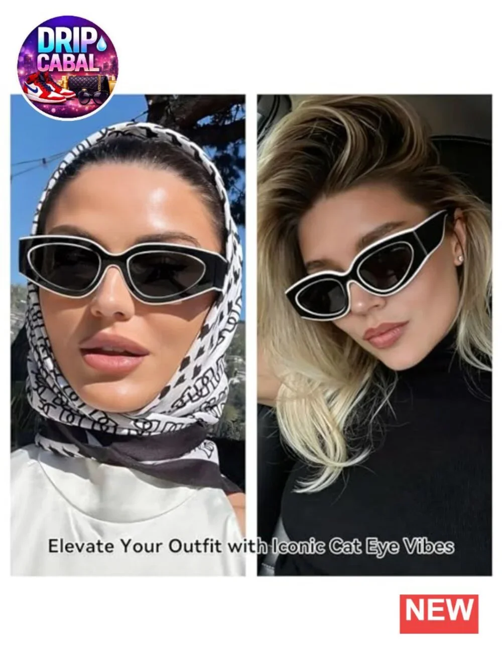 Oversized Cat Eye Sunglasses Retro 90s UV400 Protection Lightweight
